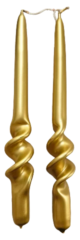 Gold Twisted Taper Candle S/2