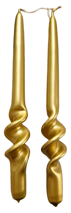 Gold Twisted Taper Candle S/2