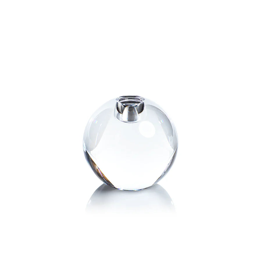 Round Glass Taper Holder Clear