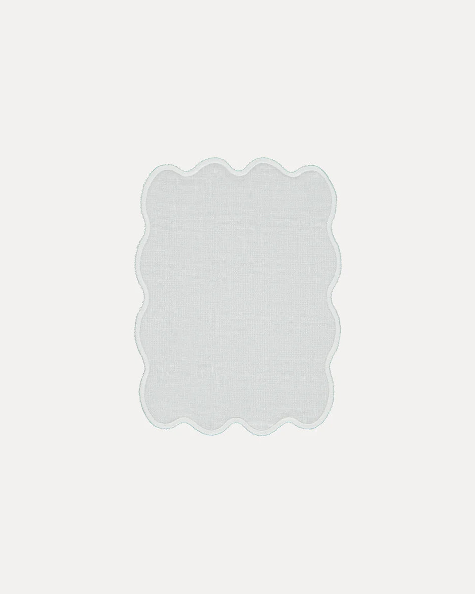 Scalloped Cocktail Napkin with White S/4