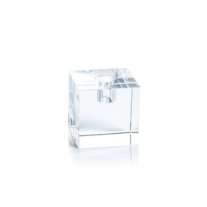 Square Glass Taper Holder Small Clear