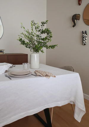 White Linen Tablecloth