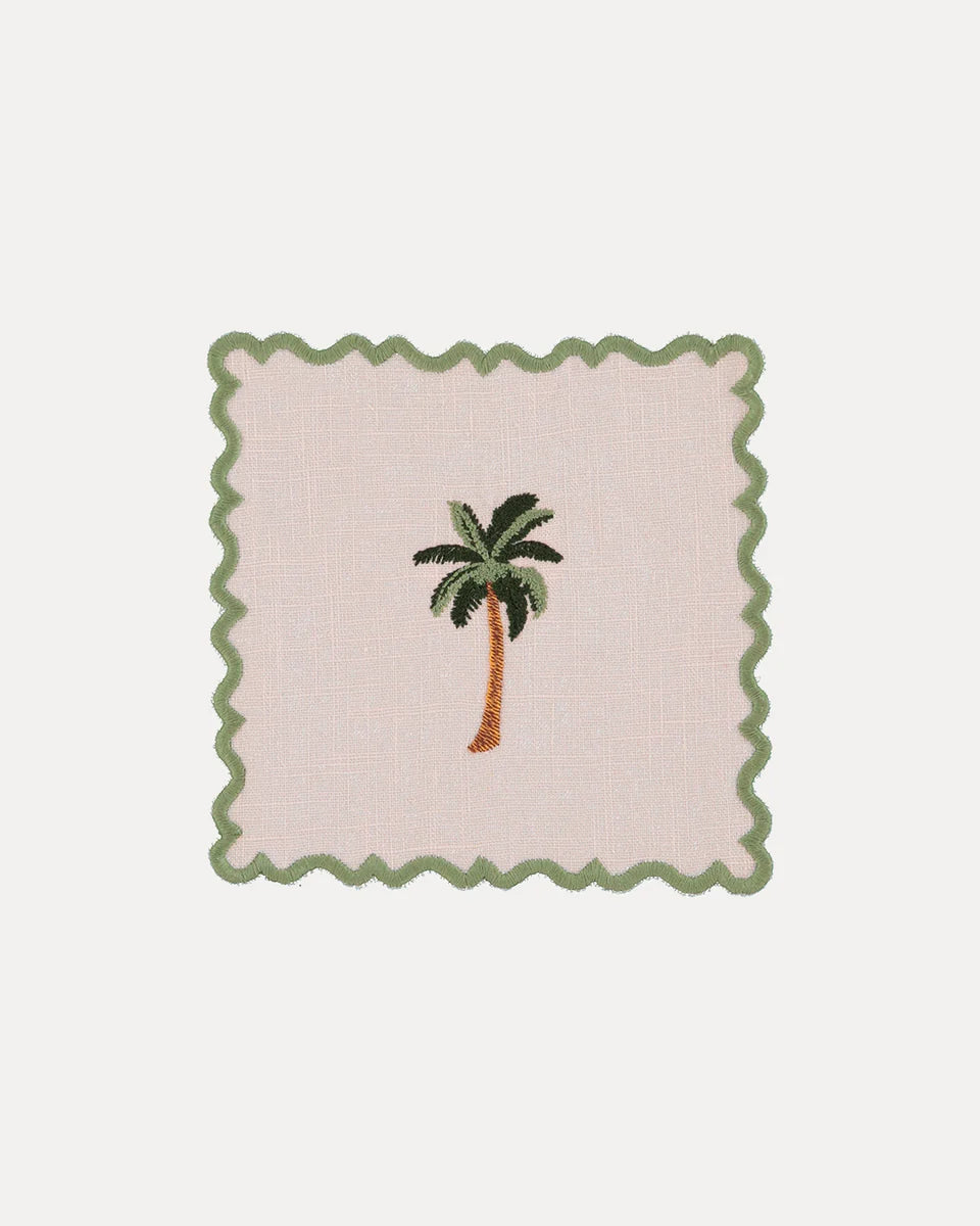 Palm Tree Cocktail Napkin Baby Pink S/4