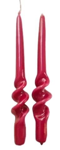 Red Twisted Taper Candle S/2