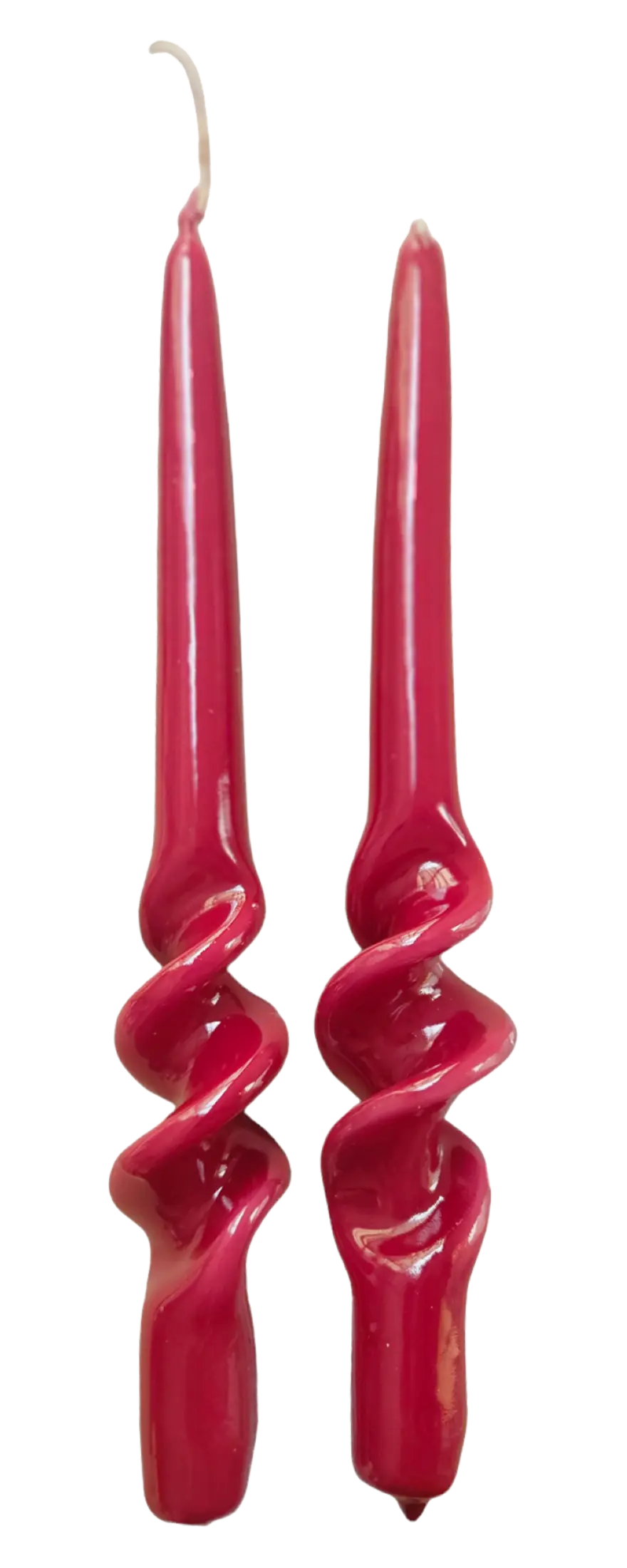 Red Twisted Taper Candle S/2