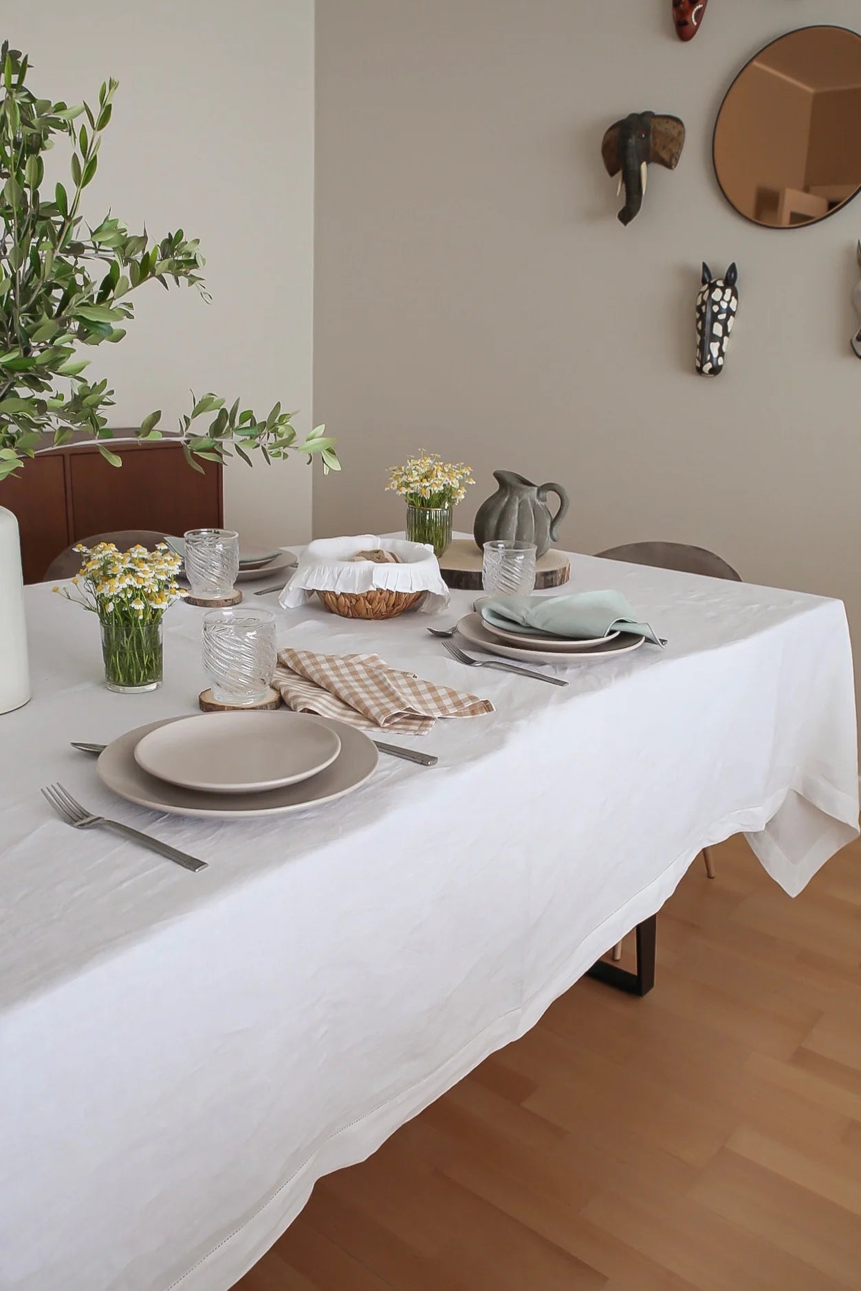 White Linen Tablecloth