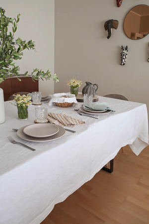 White Linen Tablecloth