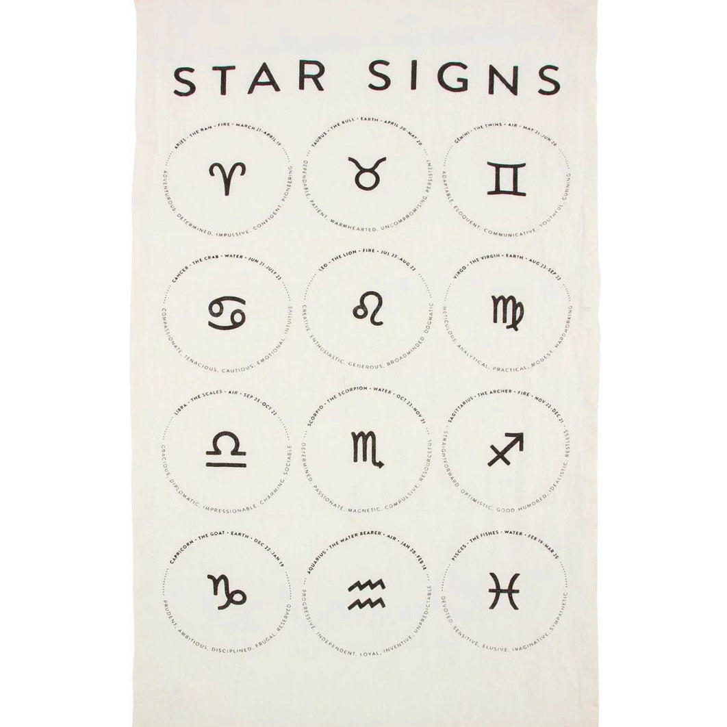 Star Sign Pure Linen Tea Towel