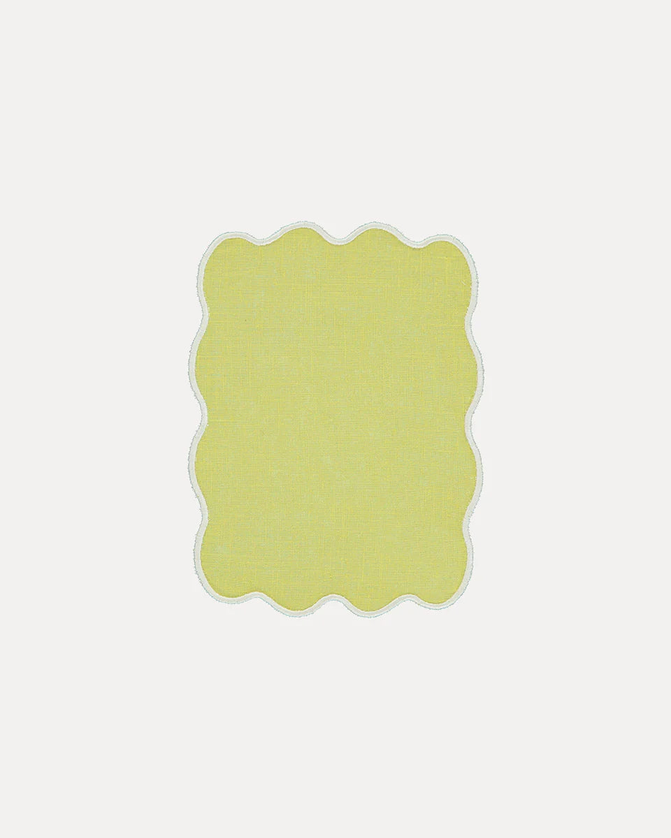 Scalloped Cocktail Napkin Yellow S/4