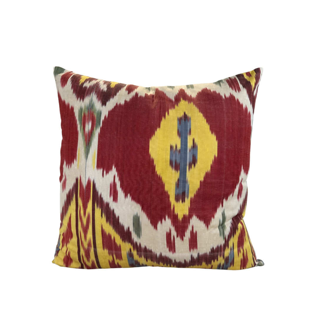 Ikat Red andYellow Pillow Cover