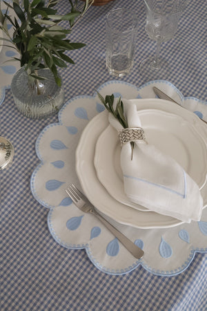 Gotas Placemat White & Light Blue S/4