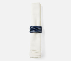 Navy Rattan Napkin Rings S/4