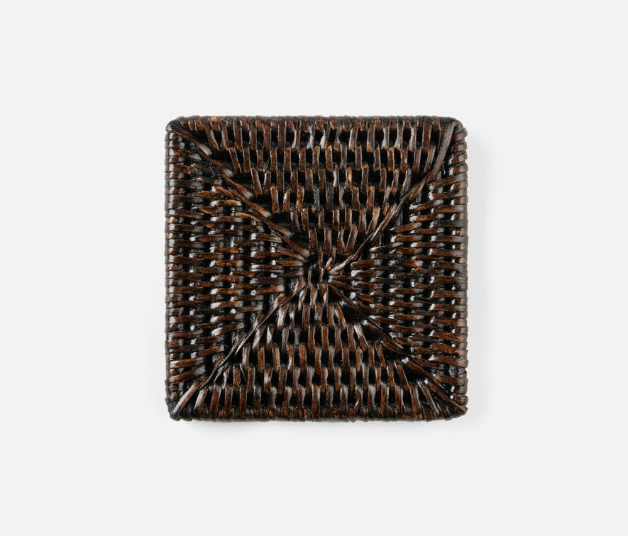 Espresso Rattan Coasters S/4