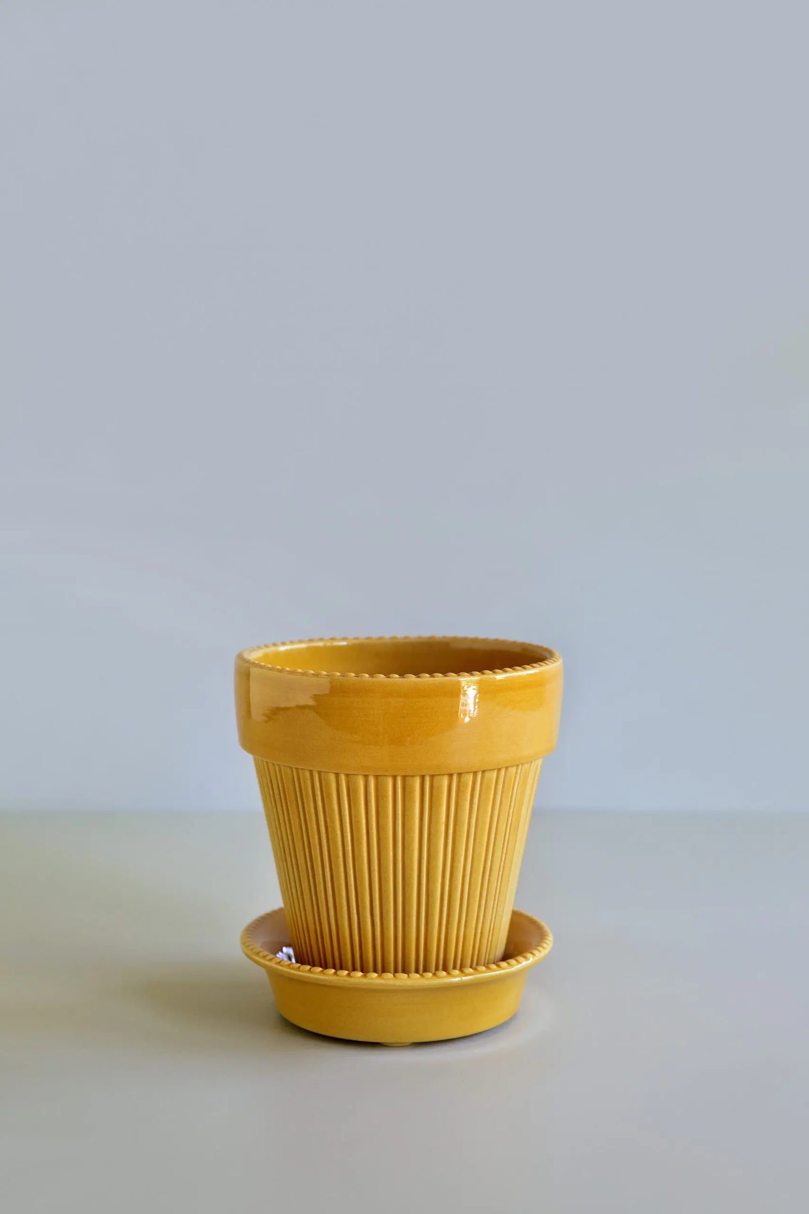 Simona Pot & Saucer Set Amber Yellow