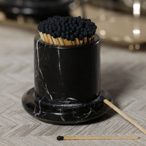 Marbella Black Marble Matches Holder