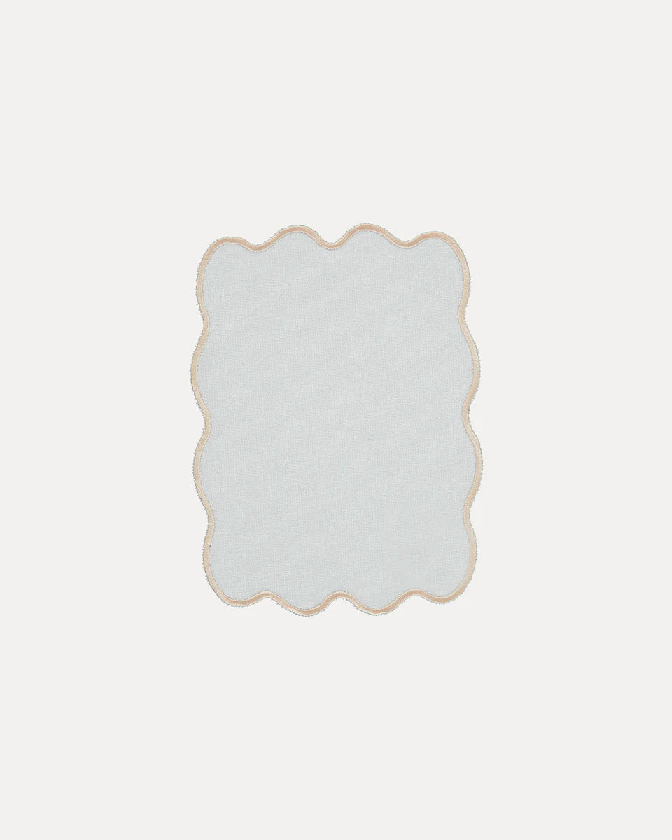 Scalloped Cocktail Napkin with Beige S/4