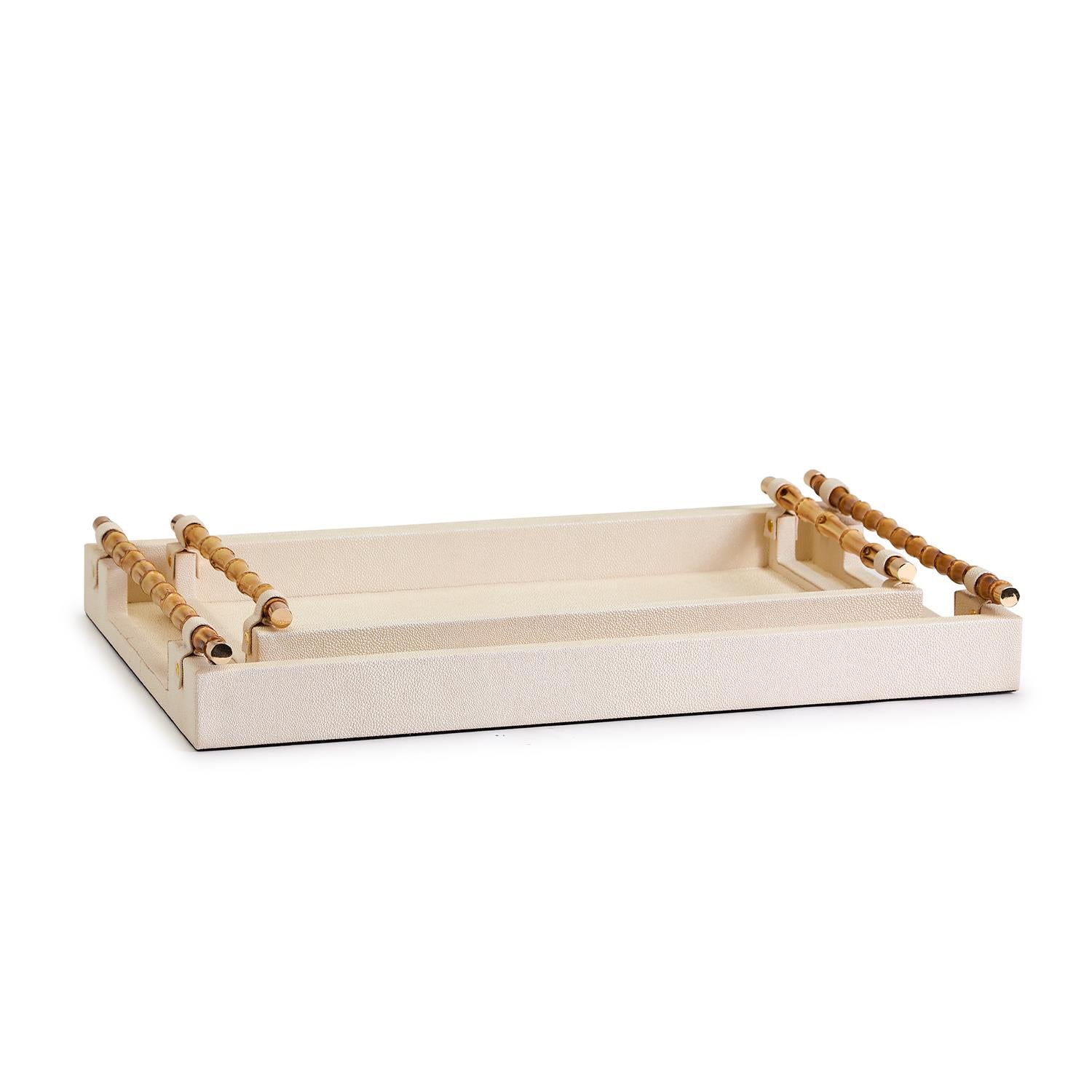 Antique Cream Faux Leather Tray