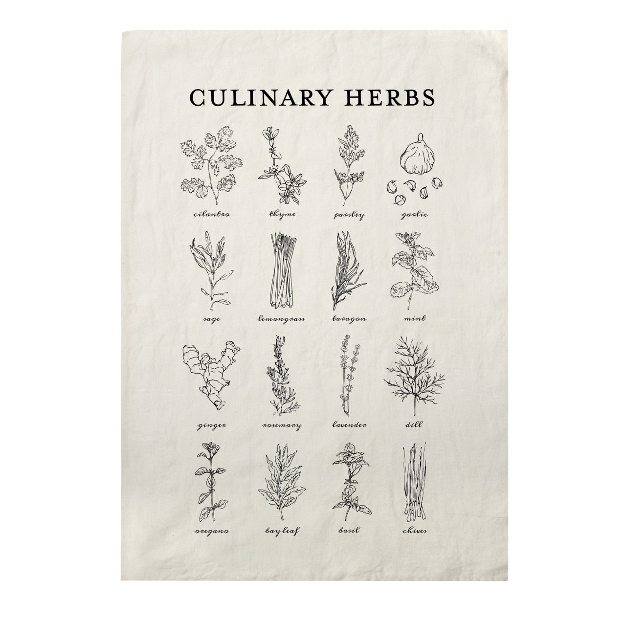 Culinary Herbs Pure Linen Tea Towel