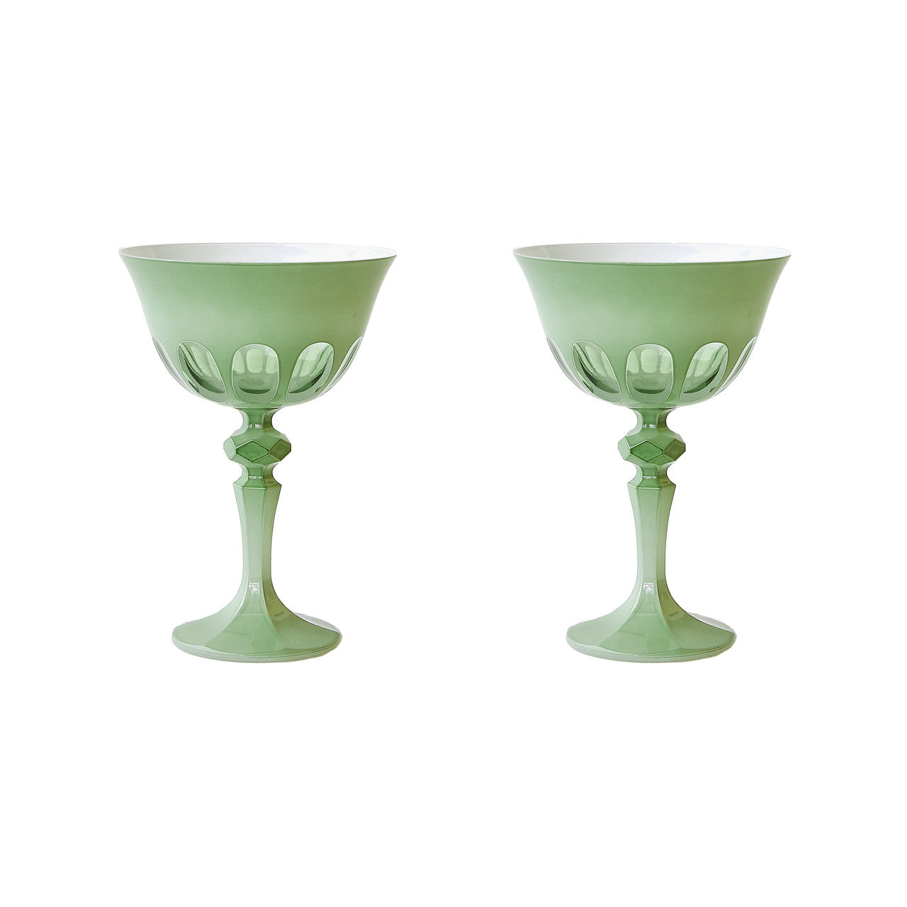 Rialto Glass Coupe S/2, Pale Sage
